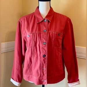 J. JILL Jean Jacket; Medium; Color is a Stonewashed Red or Salmon; LNWOT.